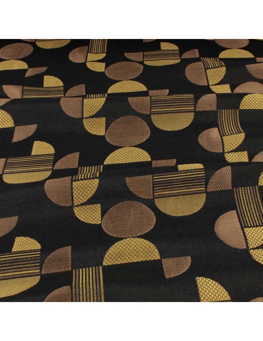 Tissu jacquard géométrique noir/ocre