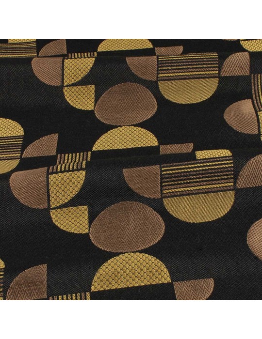 Tissu jacquard géométrique noir/ocre