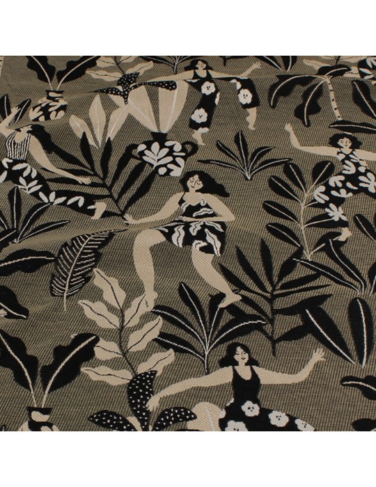 Tissu jacquard végétal/salsa taupe