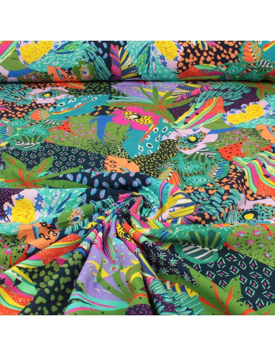 Tissu viscose Jumanji multicolore