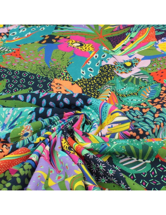 Tissu viscose Jumanji multicolore