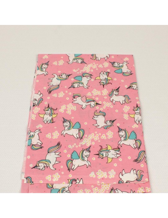 Coupon coton licorne rose 50 x 150 cm