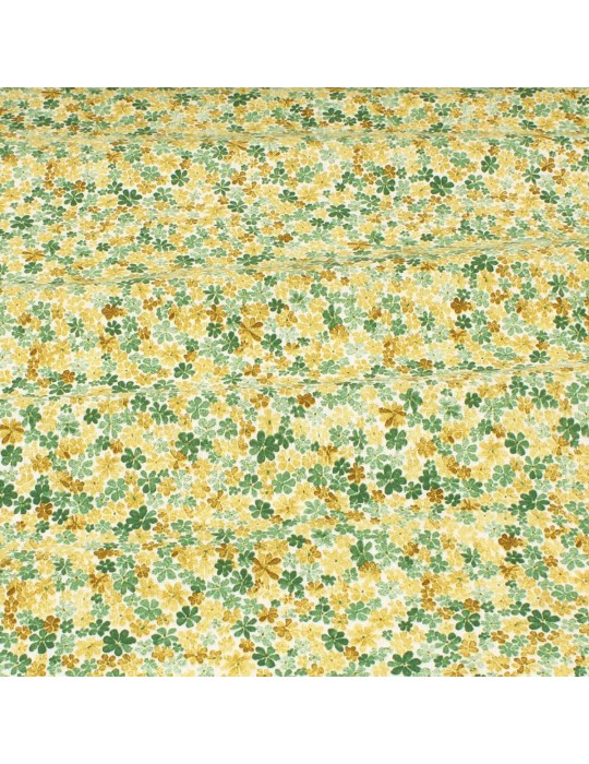 Tissu coton petites fleurs vertes/jaunes