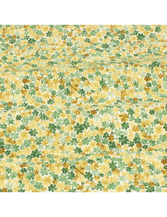 Coupon coton petites fleurs vertes 50 x 150 cm