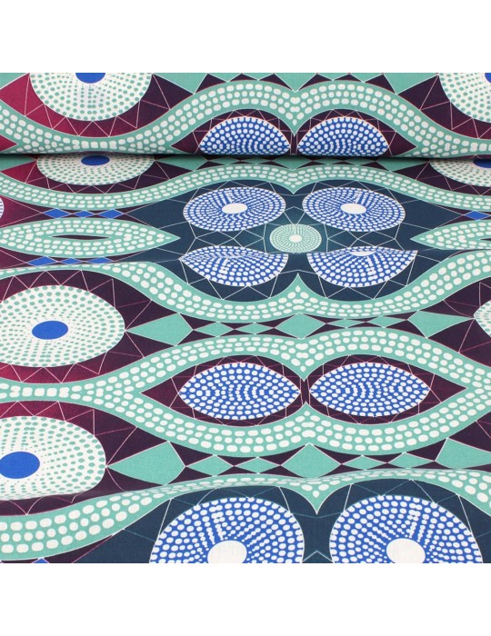 Tissu coton africain violet/vert
