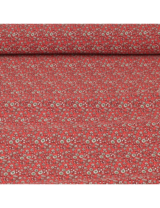 Tissu coton petites fleurs rouge