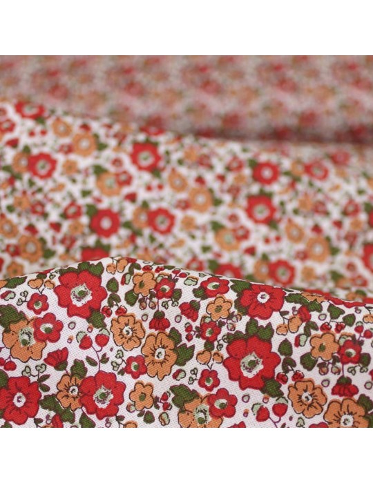 Coupon patchwork petites fleurs 50 x 50 cm rouge/rose