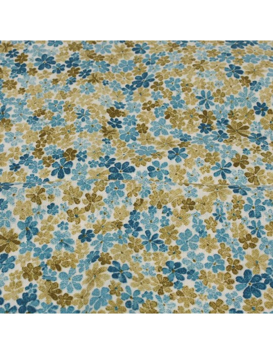 Coupon patchwork petites fleurs 50 x 50 cm bleu