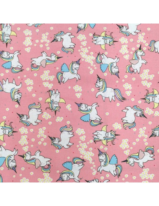 Coupon patchwork licorne 50 x 50 cm rose