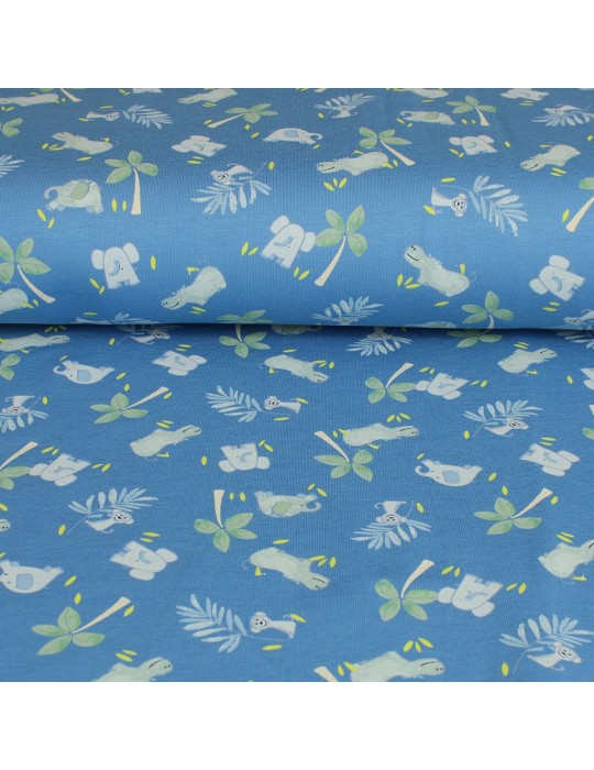 Tissu Jersey imprimé enfant bleu