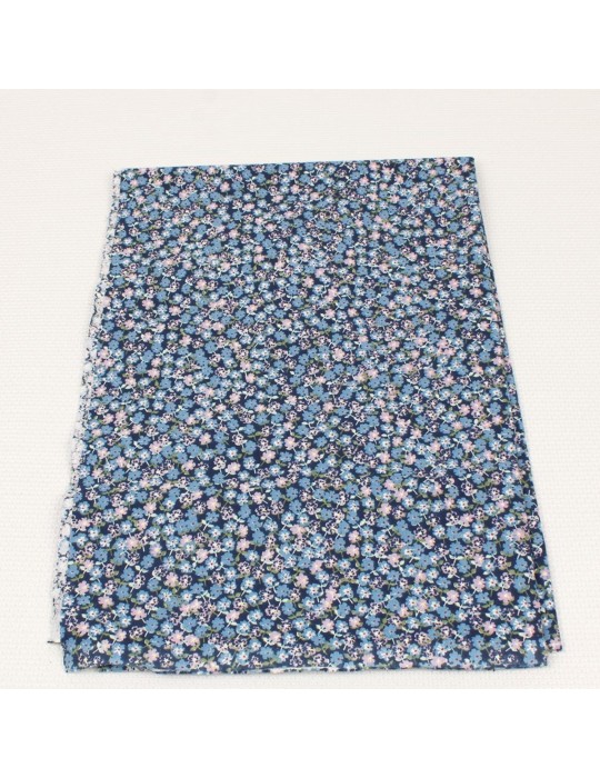 Coupon coton petites fleurs bleues 50 x 150 cm
