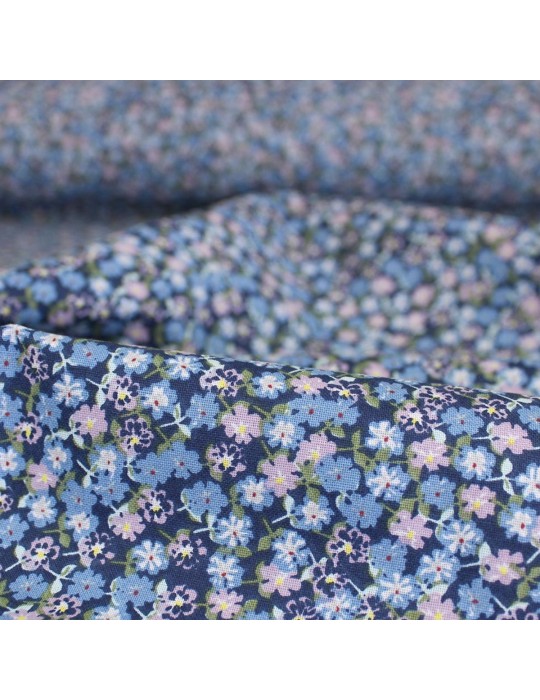 Coupon coton petites fleurs bleues 50 x 150 cm