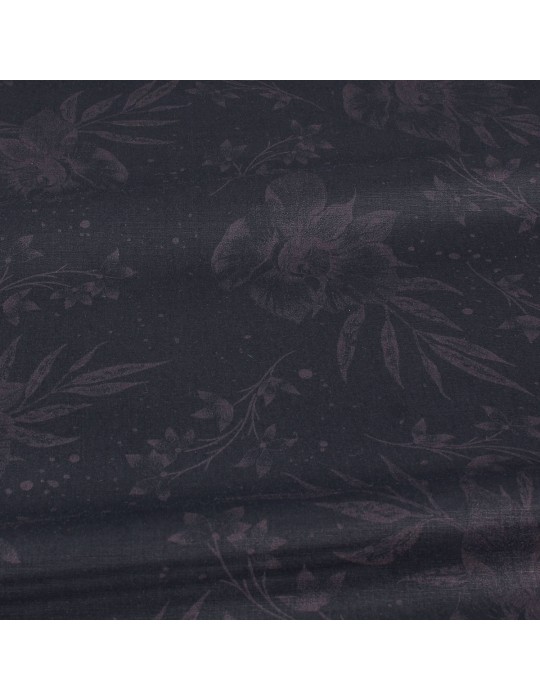 Tissu cretonne floral marine/violet