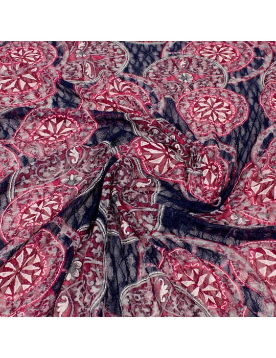 Coupon résille géométrique bordeaux/marine 300 x 155 cm