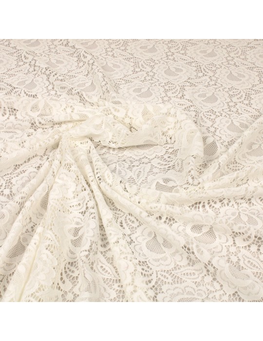 Tissu dentelle floral écru