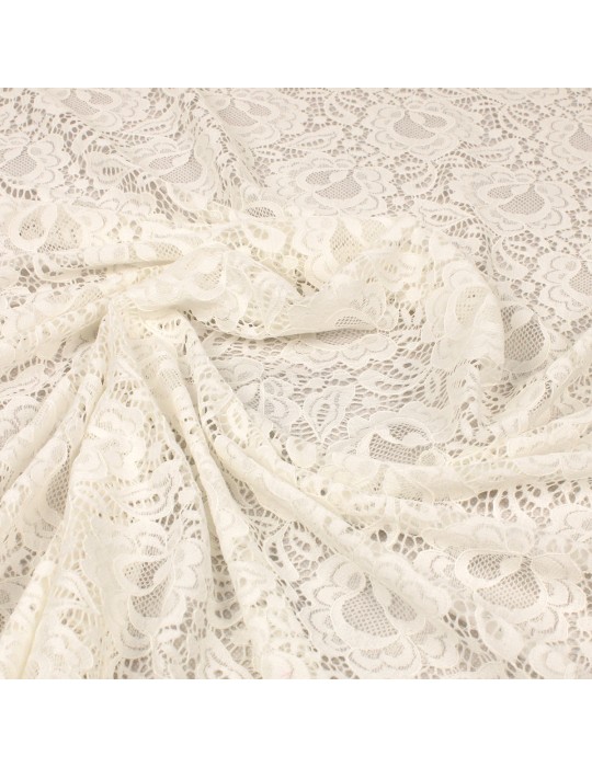 Tissu dentelle floral écru