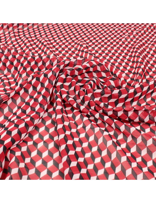 Coupon tissu polyester cube 3d rouge 300 x 145 cm