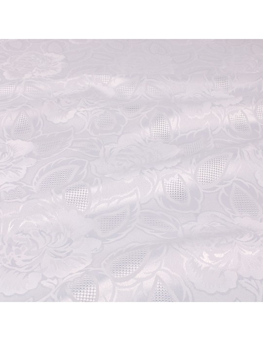 Tissu jacquard floral blanc