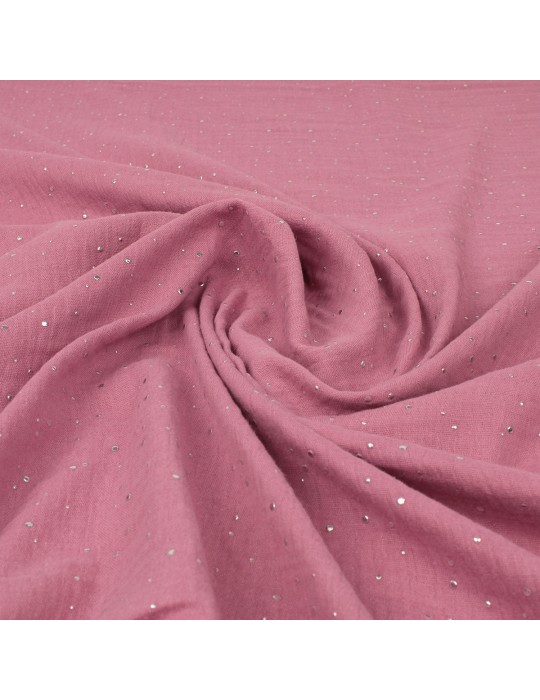 Tissu double gaze argenté/rose