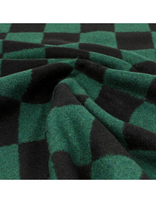 Coupon lainage carreaux vert/noir 50 x 150 cm