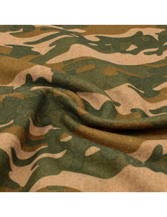 Coupon lainage camouflage kaki/beige 50 x 150 cm