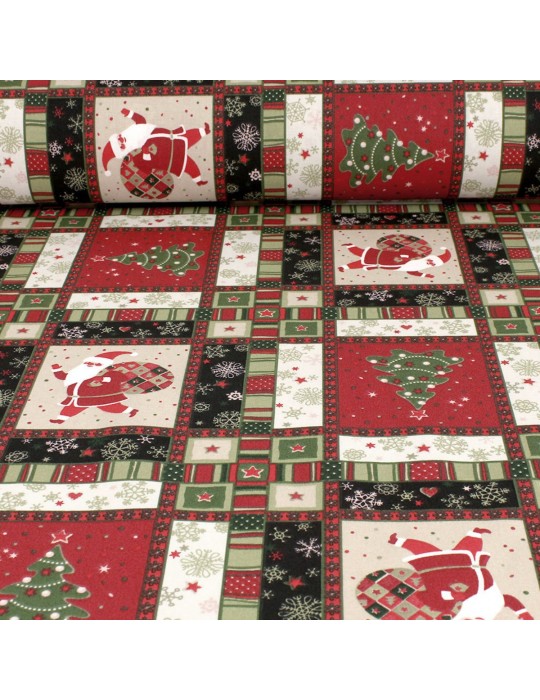 Coupon coton imprimé Noël 50 x 50 cm rouge