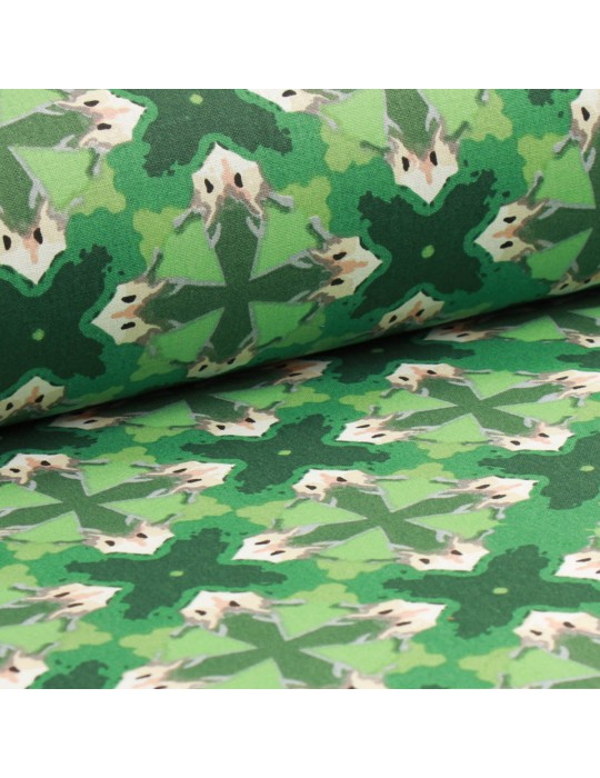 Coupon coton imprimé 150 x 50 cm vert