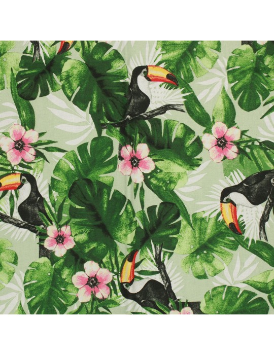 Coupon coton imprimé 50 x 50 cm vert