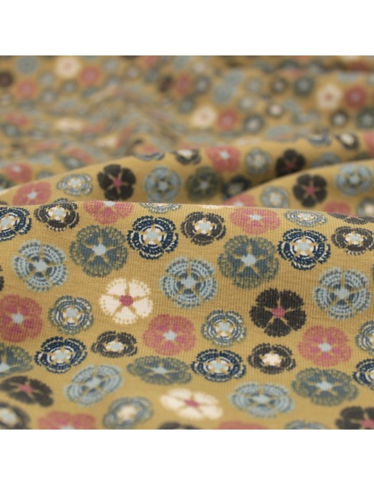 Coupon jersey imprimé fleurs 150 x 145 cm jaune