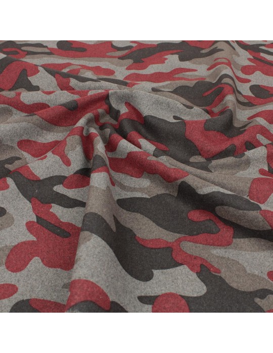 Coupon lainage camouflage rouge/gris 50 x 150 cm