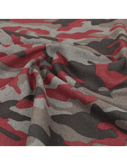 Coupon lainage camouflage rouge/gris 50 x 150 cm