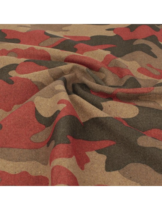 Coupon lainage camouflage rouge/beige 50 x 150 cm