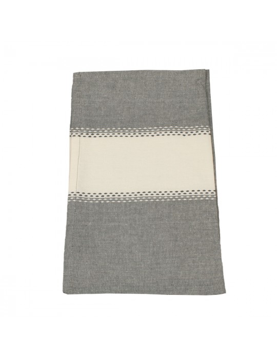 Torchon 100 % coton 45 x 70 cm écru/gris