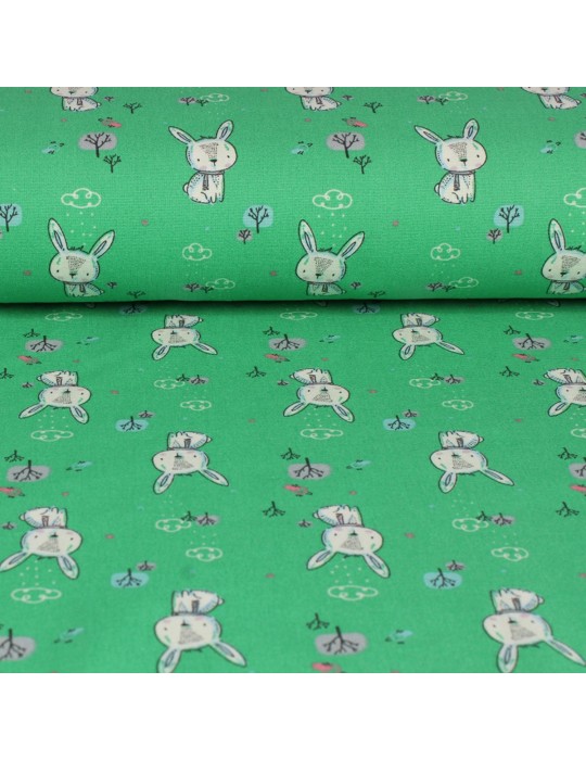 Tissu 100% coton imprimé vert