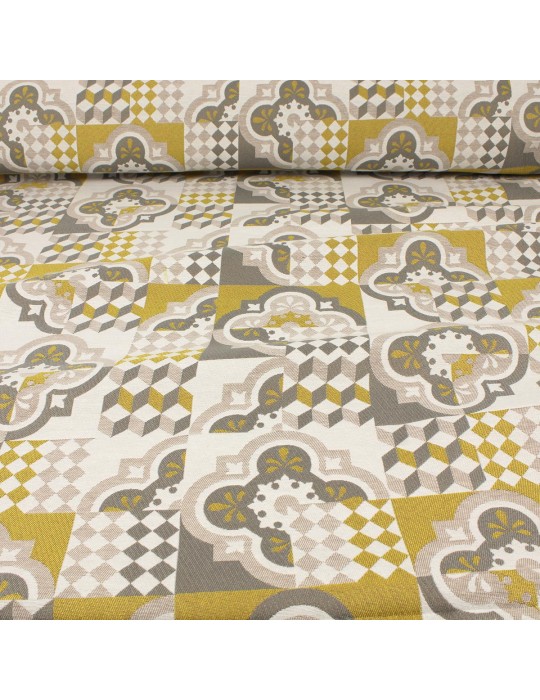 Tissu jacquard blanc/doré