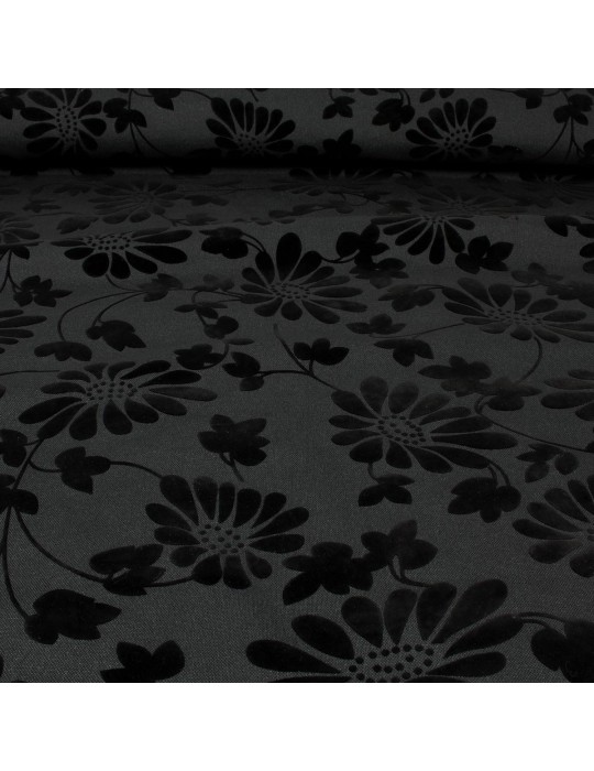 Tissu ameublement fleurs noir