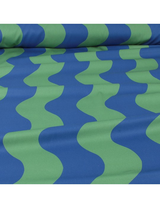 Tissu cretonne vague bleu/vert