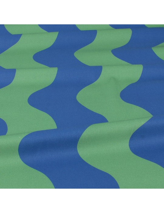 Tissu cretonne vague bleu/vert