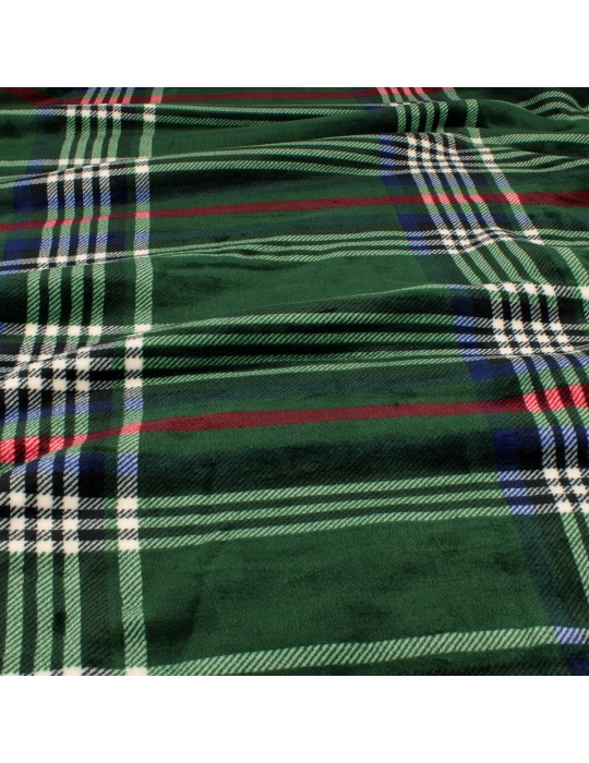 Plaid sherpa quadrillage blanc/vert 150 x 200 cm