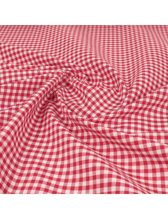 Tissu coton/polyester petits carreaux rouge