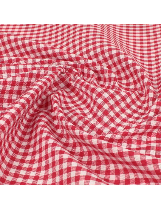 Tissu coton/polyester petits carreaux rouge