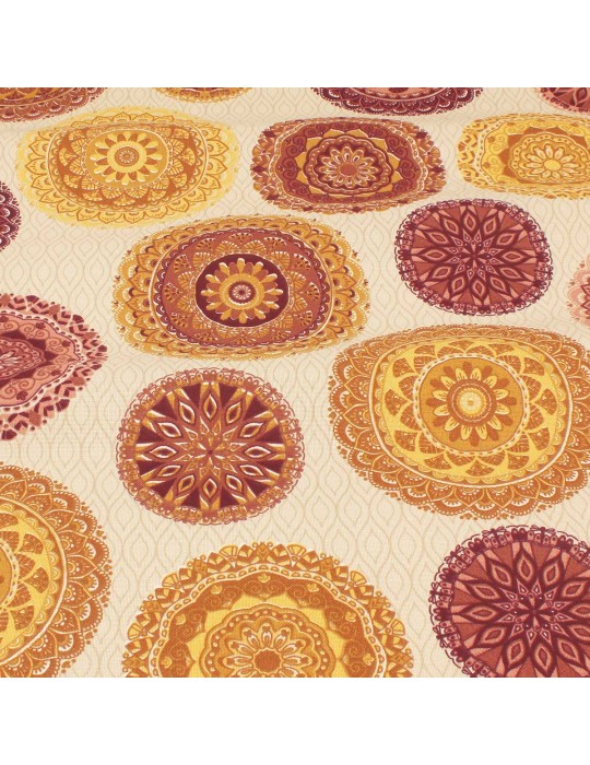 Tissu demi panama mandala ocre