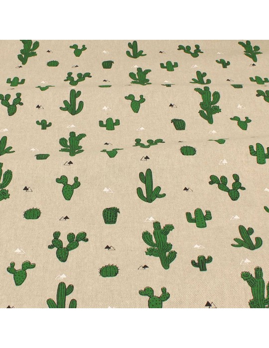 Tissu demi panama aspect lin cactus