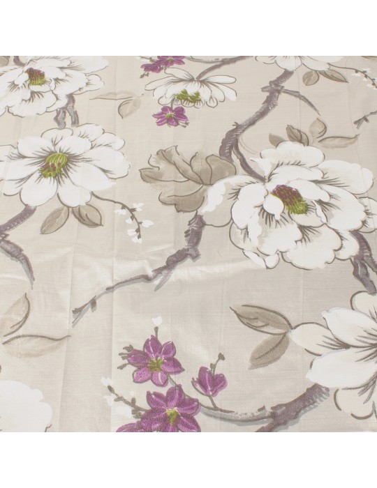 Coupon taffetas argenté/floral 300 x 145 cm