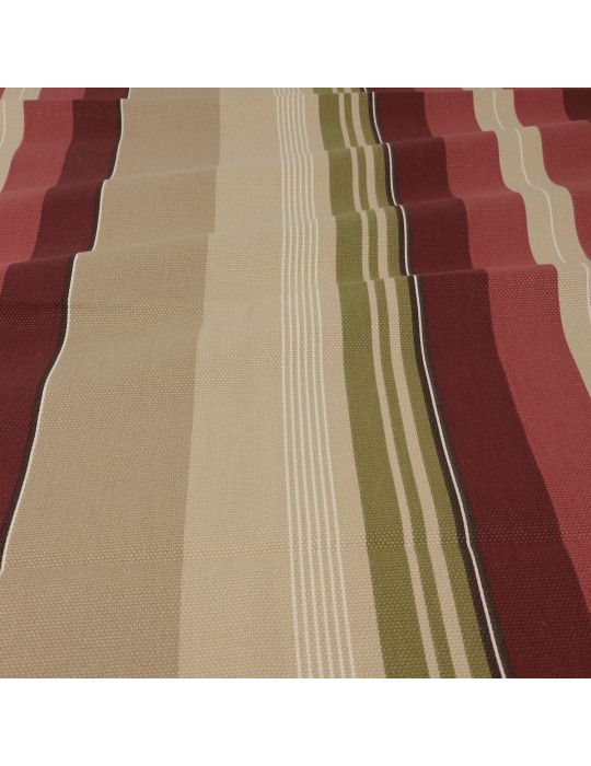 Coupon toile rayure beige/bordeaux 300 x 140 cm