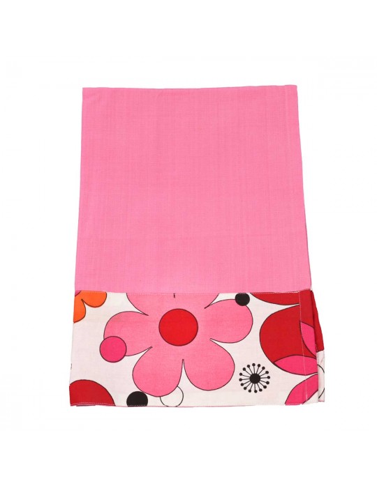 Torchon 100 % coton 45 x 70 cm floral rose