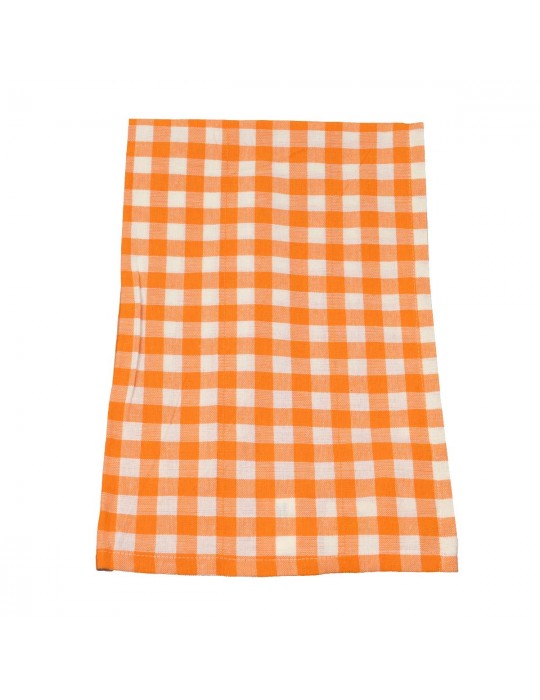 Torchon 100 % coton 45 x 70 cm quadrillage orange