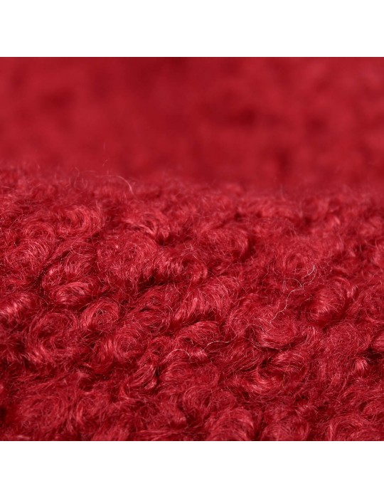 Tissu lainage bouclettes polyester rouge