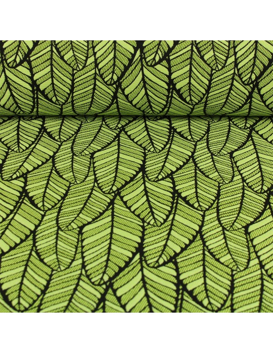 Tissu d'ameublement Jacquard plumes vert