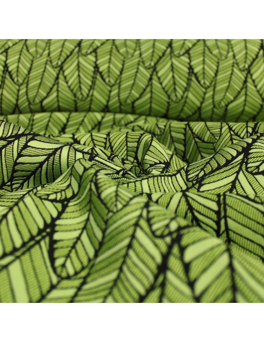 Tissu d'ameublement Jacquard plumes vert